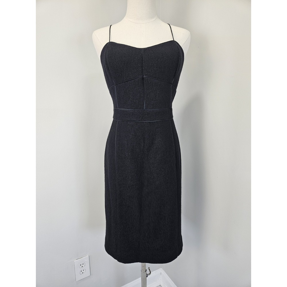 Banana Republic Womens Strappy Corset Dress 10 Black Wool Blend